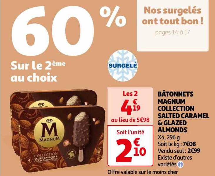 Bâtonnets Magnum Collection Salted Caramel & Glazed Almonds