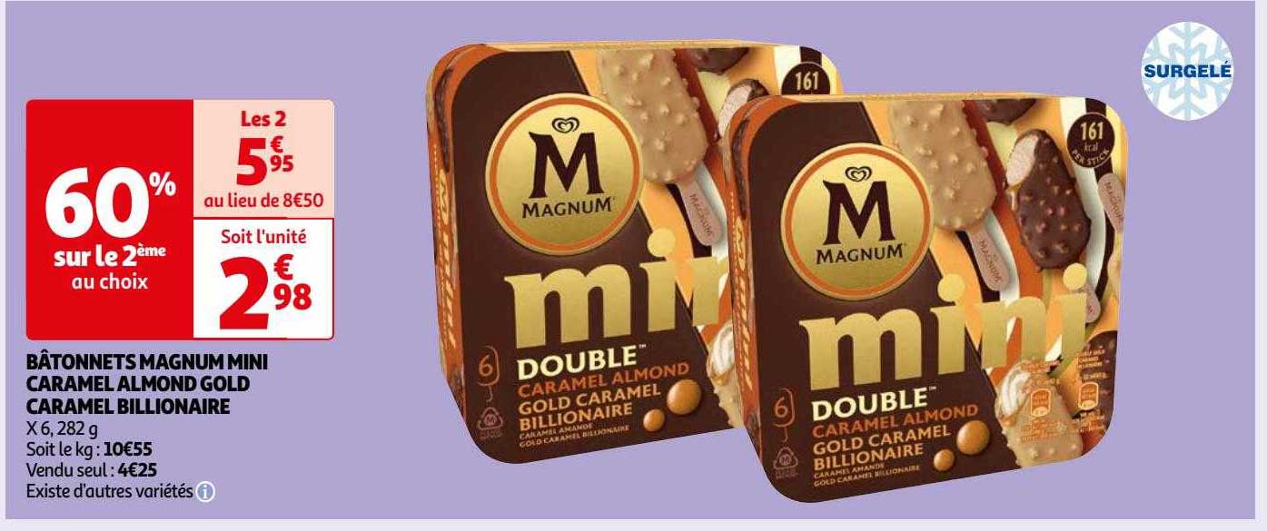 Bâtonnets Magnum Mini Caramel Almond Gold Caramel Billionaire