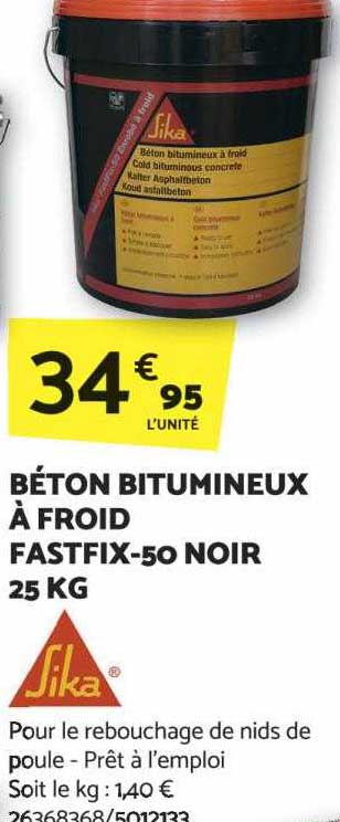 béton bitumineux à froid fastfix-50 noir 25 kg sika