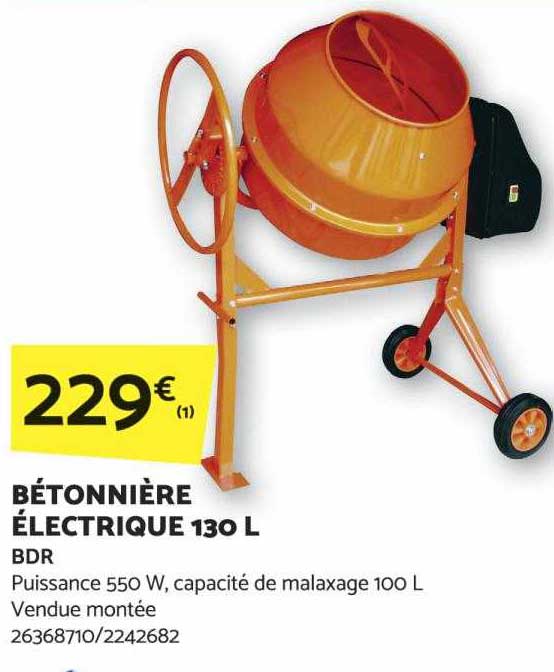 Bétonnière électrique 130l
