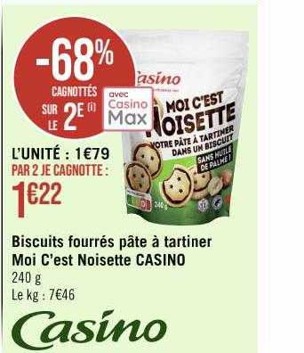 Biscuits Fourrés Pâte à Tartiner Moi C'est Noisette Casino