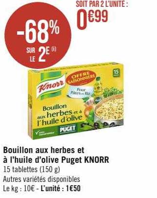 Bouillon Aux Herbes Et à L'huile D'olive Puget Knorr