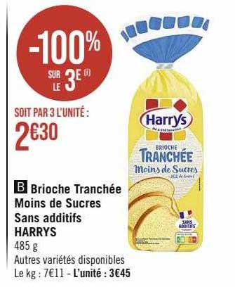 brioche tranchée moins de sucres sans additifs harrys