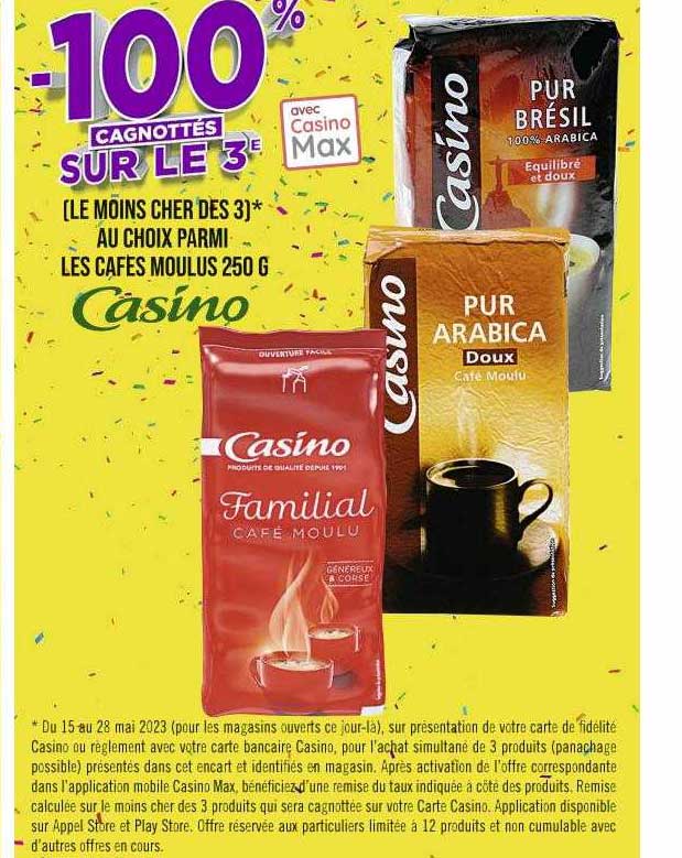 cafés moulus casino