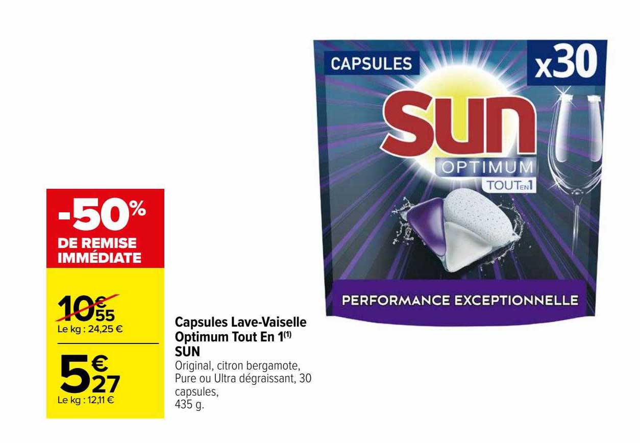 Capsules Lave-vaisselle Optimum Tout En 1 Sun