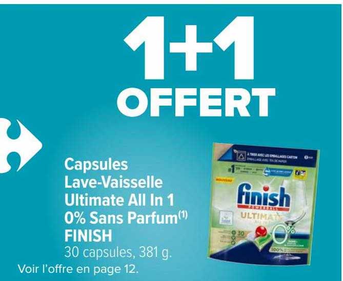 capsules lave-vaisselle ultimate all in 1 0% sans parfum finish