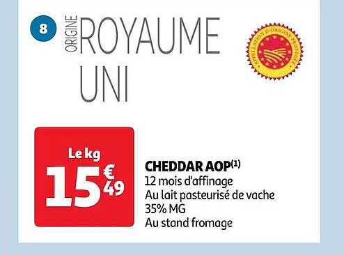 cheddar aop 12 mois d'affinage