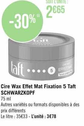 cire wax effet mat fixation 5 taft schwarzkopf