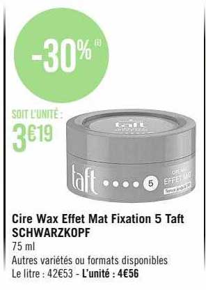 cire wax effet mat fixation 5 taft schwarzkopf