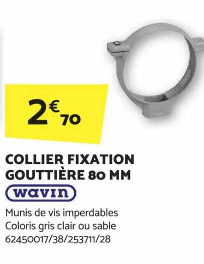 collier fixation gouttière 80 mm wavin