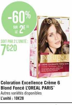 coloration excellence crème 6 blonde foncé l'oréal paris