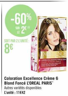 coloration excellence crème 6 blonde foncé l'oréal paris