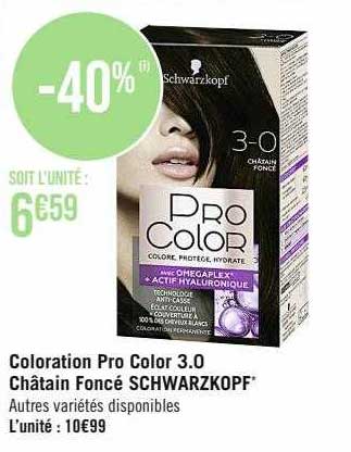 coloration pro color 3.0 châtain foncé schwarzkopf