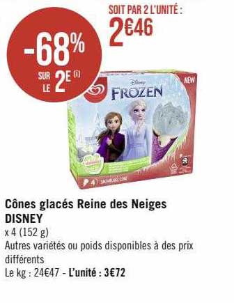 cônes glacés reine des neiges disney
