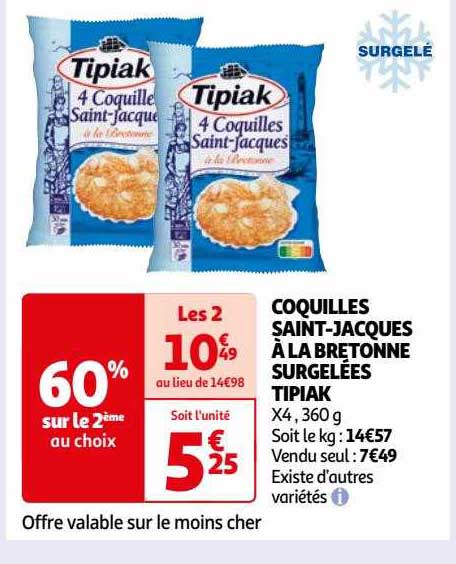 coquilles saint-jacques à la bretonne surgelées tipiak