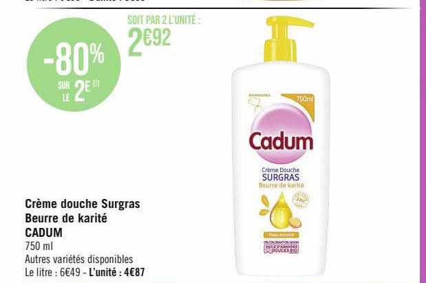 crème douche surgras beurre de karité cadum