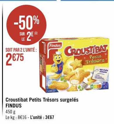 croustibat petits trésors surgelés findus