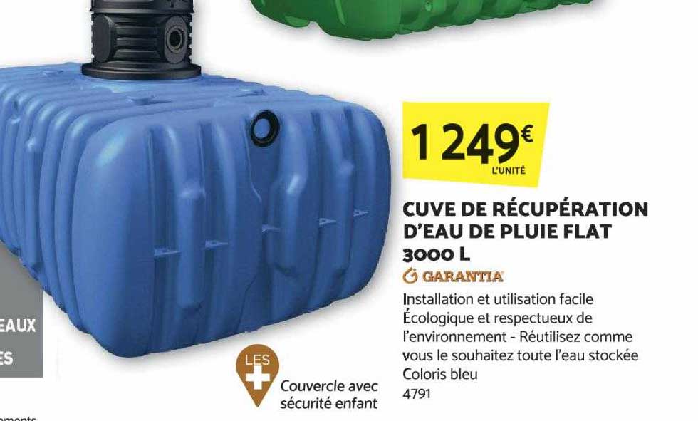 cuve de récupération d'eau de pluie flat 3000l garantia