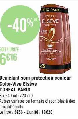démêlant soin protection couleur color-vive elsève l'oréal paris
