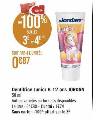 dentifrice junior 6-12 ans jordan