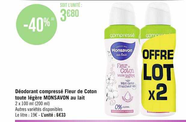 déodorant compressé fleur de coton toute légère monsavon au lait