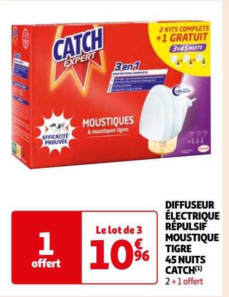 Diffuseur électrique Répulsif Moustique Tigre 45 Nuits Catch