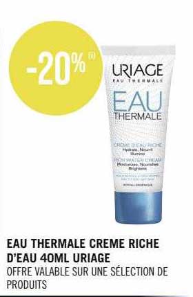 eau thermale crème riche d'eau 40ml uriage