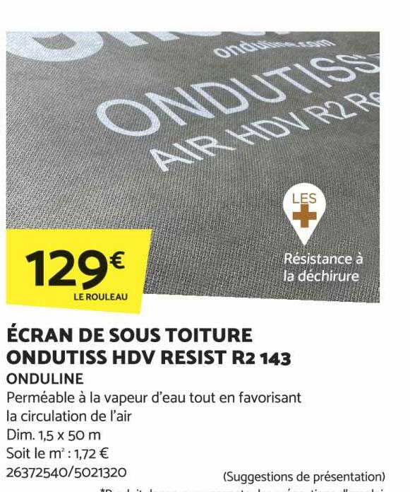 écran de sous toiture ondutiss hdv resist r2 143