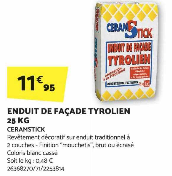 enduit de façade tyrolien 25 kg ceramstick