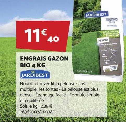 engrais gazon bio 4 kg jardibest