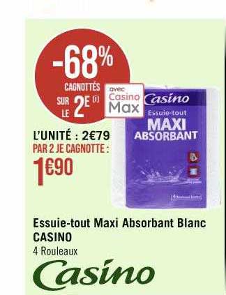 essuie-tout maxi absorbant blanc casino