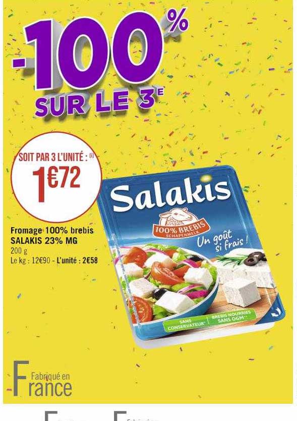 Fromage 100% Brebis Salakis 23% Mg