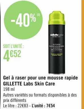 gel à raser pour une mousse rapide gillette labs skin care