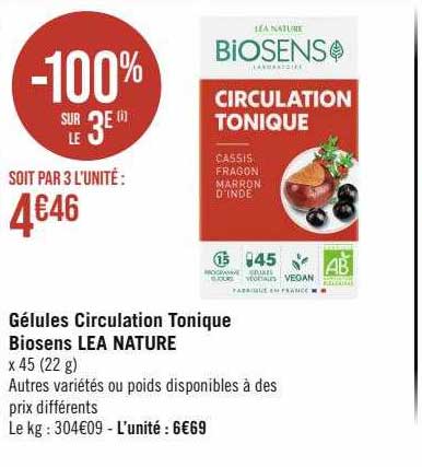 gélules circulation tonique biosens léa nature
