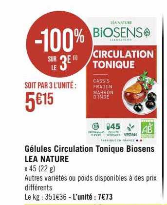 gélules circulation tonique biosens léa nature