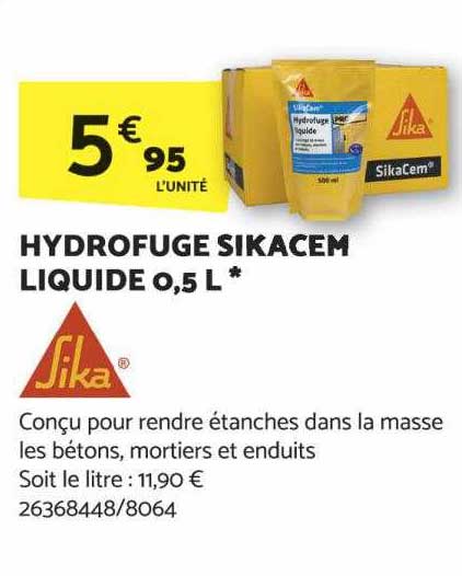 Hydrofuge Sikacem Liquide 0,5l Sika