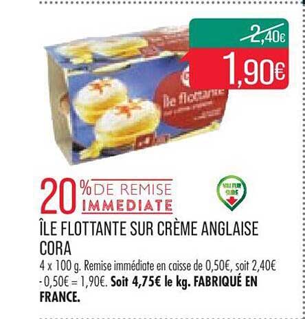 île flottante sur crème anglais cora