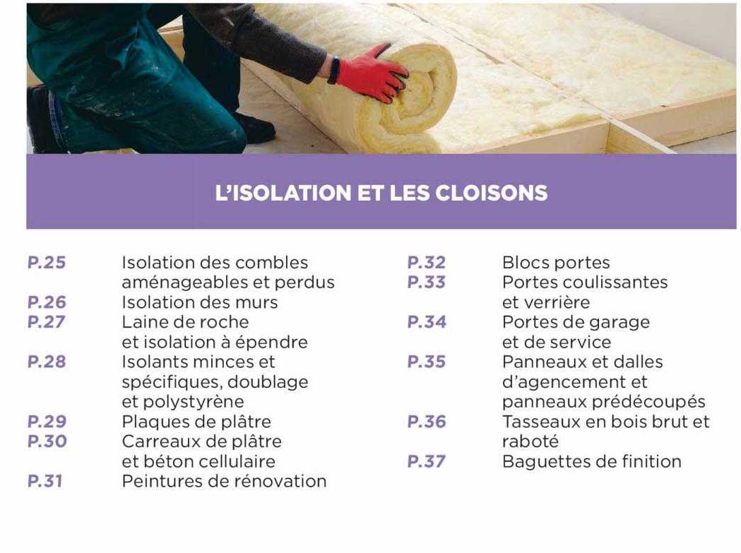 l'isolation et les cloisons
