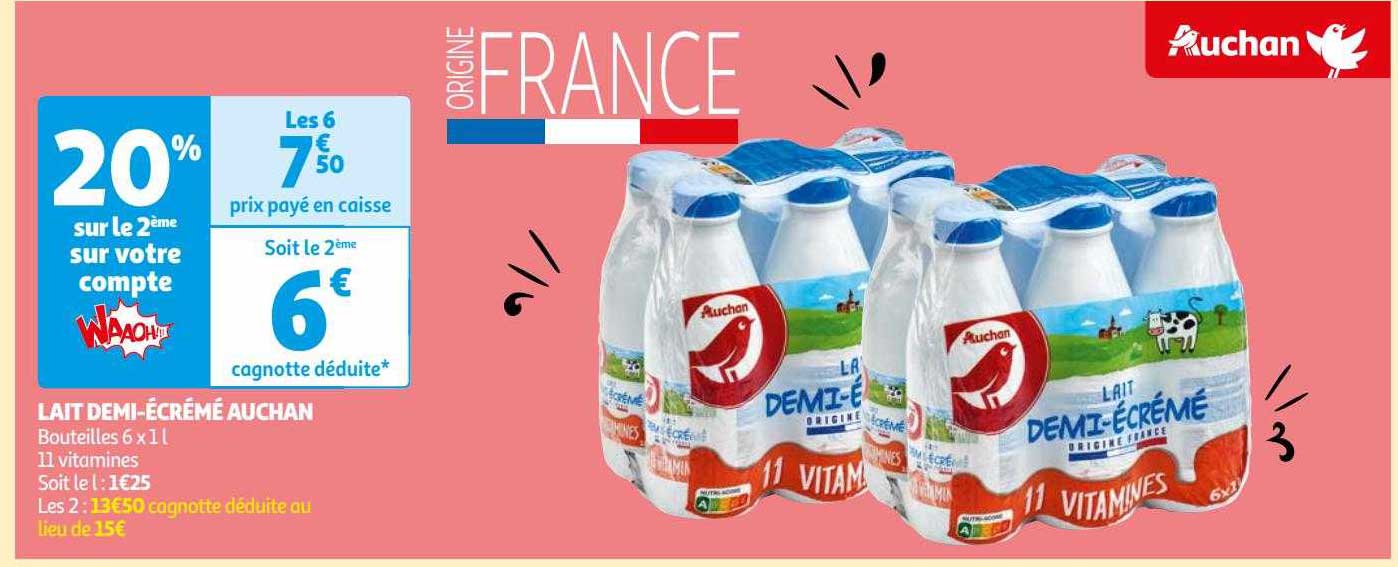 lait demi-écrémé auchan