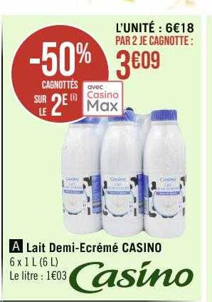 lait demi-écrémé casino