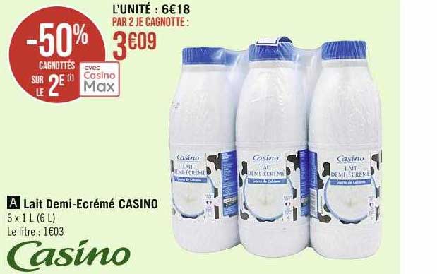 lait demi-écrémé casino