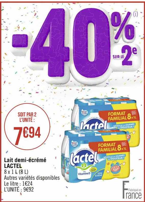 lait demi-écrémé lactel