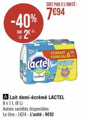 lait demi-écrémé lactel