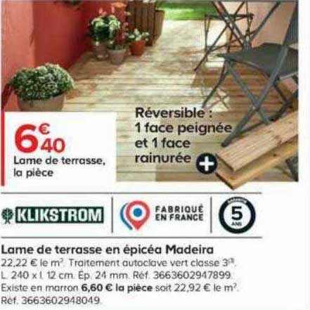 lame de terrasse en épicéa madeira klikstrom