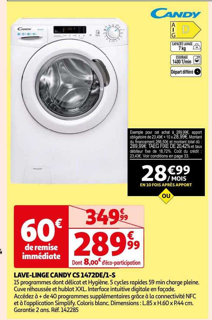 lave-linge candy cs 1472de-1-s