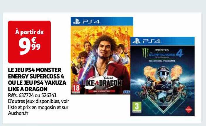 le jeu ps4 monster energy supercoss 4 ou le jeu ps4 yakuza like a dragon