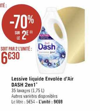 lessive liquide envolée d'air dash 2 en 1
