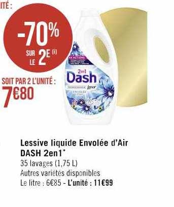 lessive liquide envolée d'air dash 2 en 1