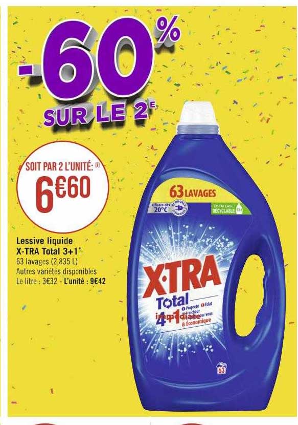 Lessive Liquide X-tra Total 3+1