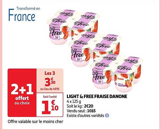 Light & Free Fraise Danone